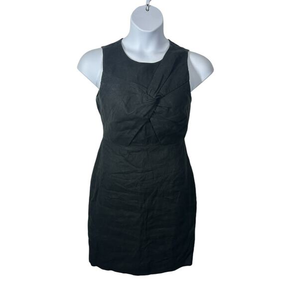 J. Crew Black Irish Linen Sheath Dress Drape Knot Size 6 Formal Business - Picture 3 of 13